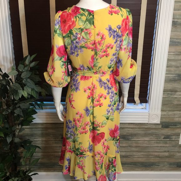 JESSICA HOWARD YELLOW FLORAL DRESS SIZE 6 - Picture 5 of 14